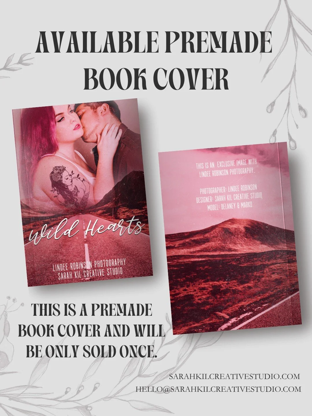 Exclusive Book Cover Premade: Wild Hearts
Status: AVAILABLE
Photographer: Lindee Robinson Photography

DM or comment below to claim if interested 🤍

Premade comes with 1 full wrap, ebook files &amp; title PNG. Title, Author Name, and Tagline (if ava
