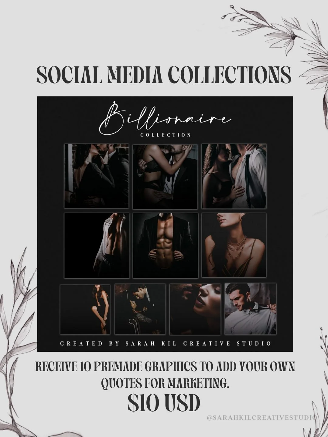SOCIAL MEDIA COLLECTIONS: Billionaire

Looking to elevate your graphics! I have social media collections available on my website.

Grab here https://www.sarahkilcreativestudio.com/social-media-collections

premade social media templates | billionaire