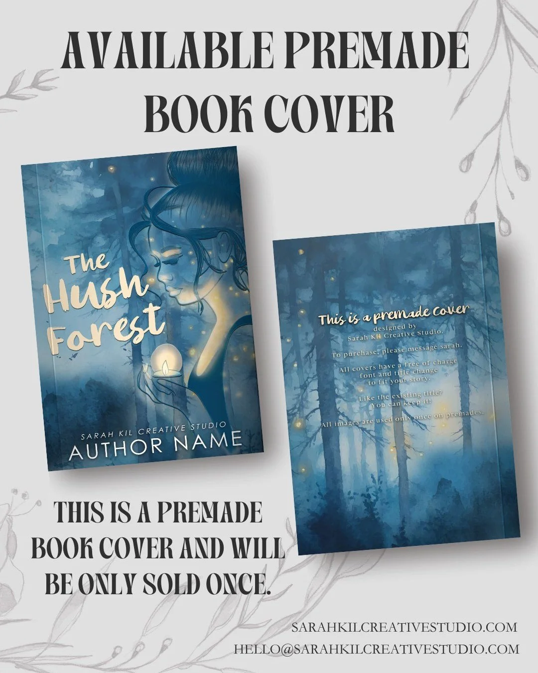 Exclusive Book Premade: The Hush Forest
Status: AVAILABLE
Exclusive Sketch &amp; Illustration Hand Drawn

DM or comment below to claim if interested 🤍

Premade comes with 1 full wrap, ebook files &amp; title PNG. Title, Author Name, and Tagline (if 