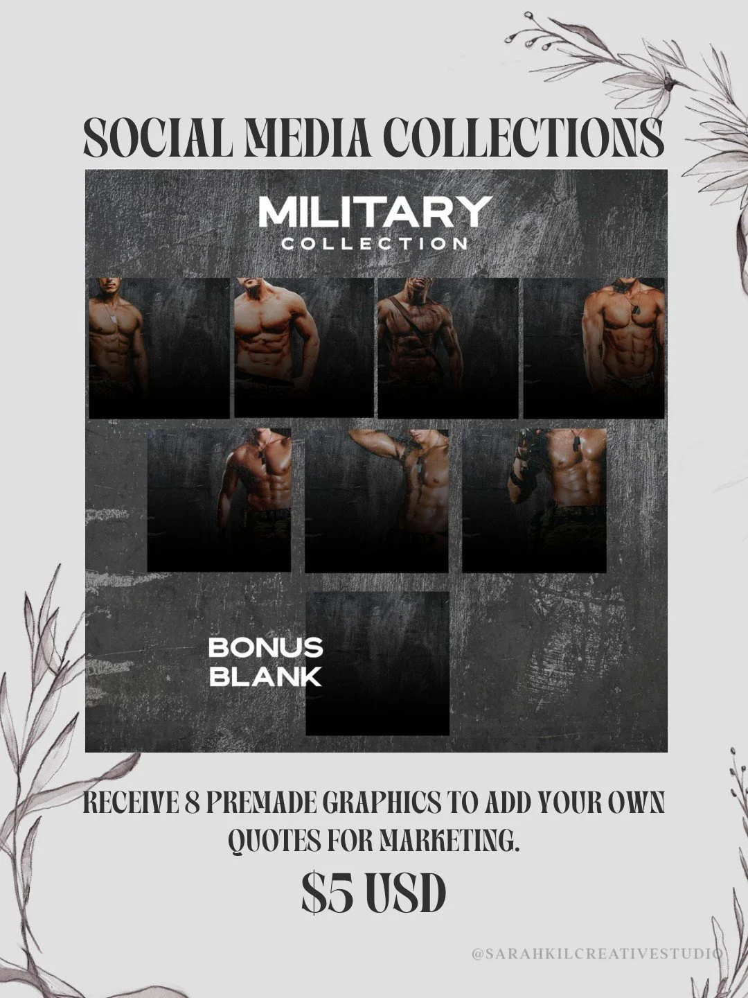 SOCIAL MEDIA COLLECTIONS: Military

Looking to elevate your graphics! I have social media collections available on my website.

Grab here https://www.sarahkilcreativestudio.com/social-media-collections

premade social media templates | billionaire ro