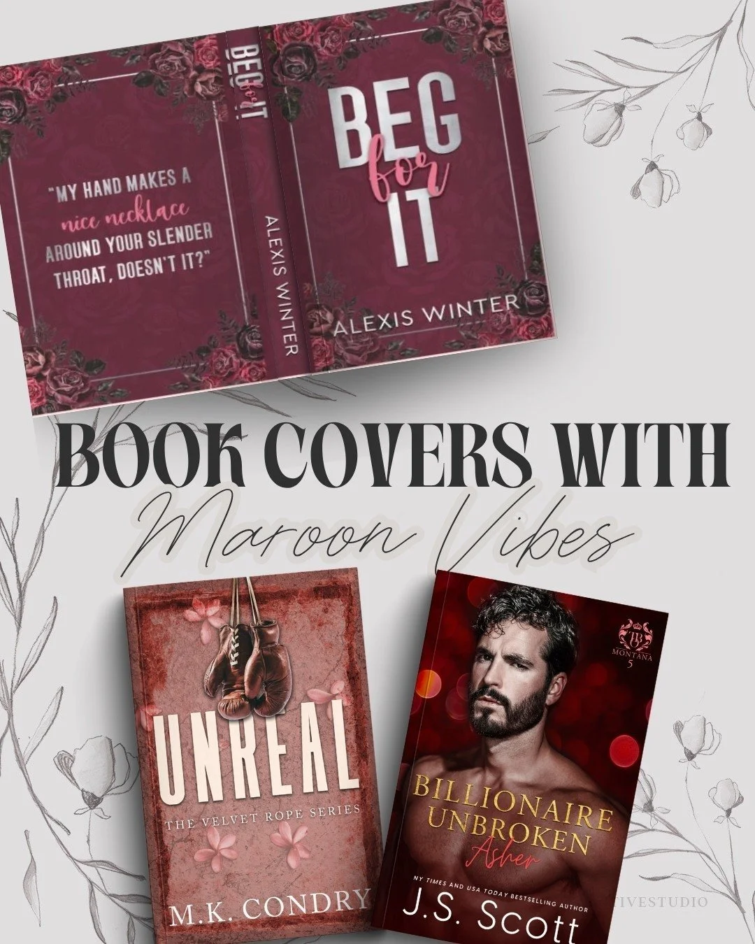 Romance Book covers curated in Maroon. Check out a few of my favorite maroon romance book covers I got to design 📖 &hearts;️🖤

book cover designer | book covers | booksta | romance books | romance readers | pretty book covers | graphic designer | b