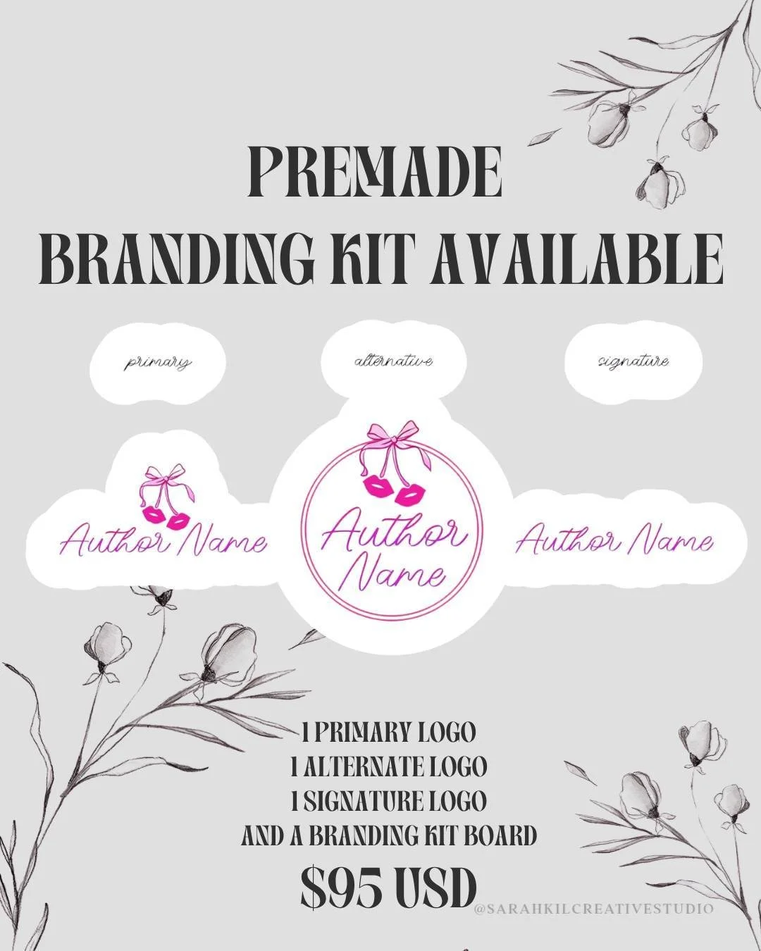 PREMADE AUTHOR BRANDKIT: Cherry
Status: Available

You can grab this logo on my website or DM me .

If you are looking for a logo design, feel free to message me! I'd love to work with you.