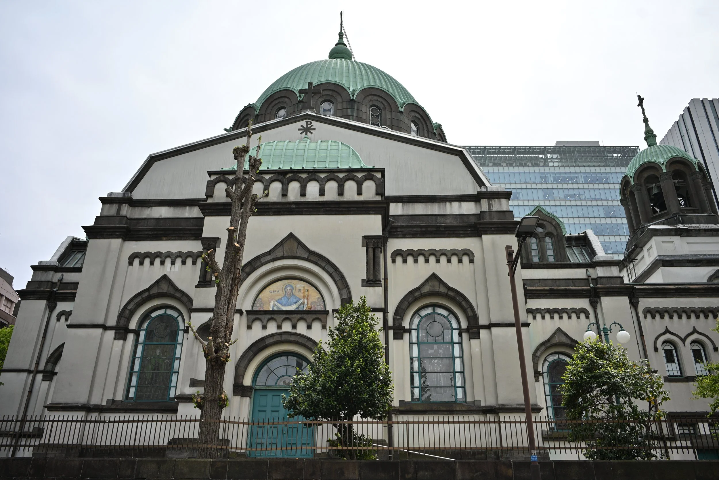 Russian Orthodox Cathedral built in 1891.  Destroyed in September of 1923 (Great Kanto Earthquake). Rebuilt in 1929 in Byzantine Revival Architecture.