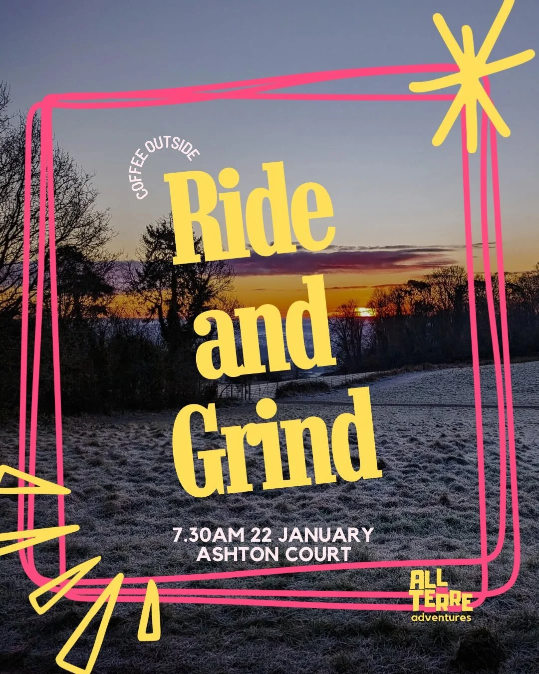 CANCELLED!!!

Ready to really get the year started? We&rsquo;re hoping the rain does one so we can get a Ride and Grind under our belts this week. 

Joining is simple!

☕️ Pack your camping stove, or bring a pre-made brew
☕️ Bonus points for bringing