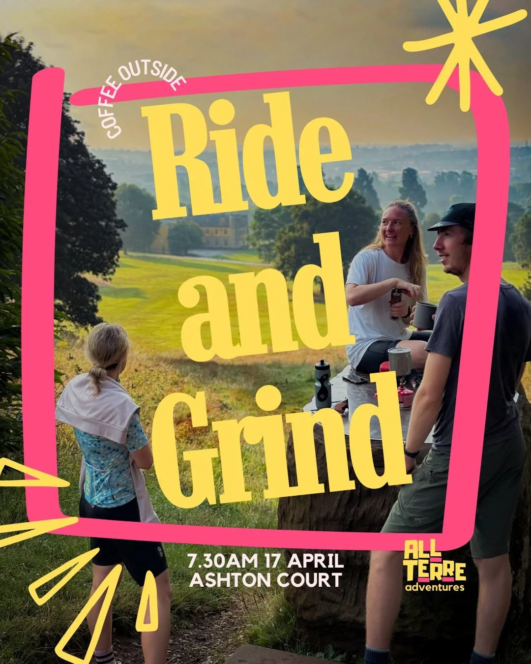 Ride &amp; Grind
7.30am, Friday 17 April

Ride and Grind is shimmying into it&rsquo;s Spring/Summer era!

📍Come and meet us by the Goram head statue way up the tarmac climb for sunrise and a coffee with one of the best views in the city. 

Joining i
