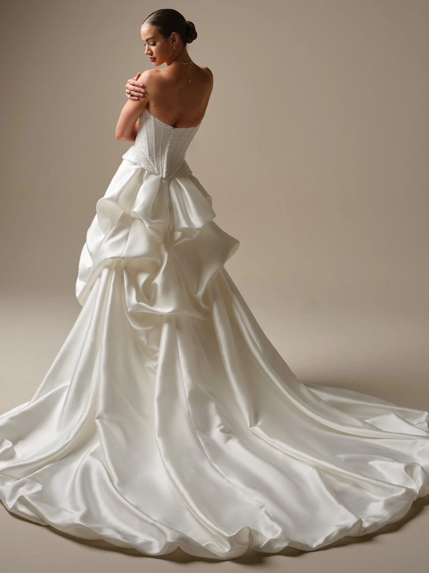 Detachable Cartago satin train sold separately