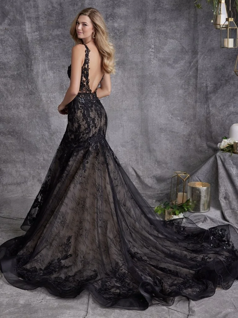 Beautiful fitted Black wedding dress.