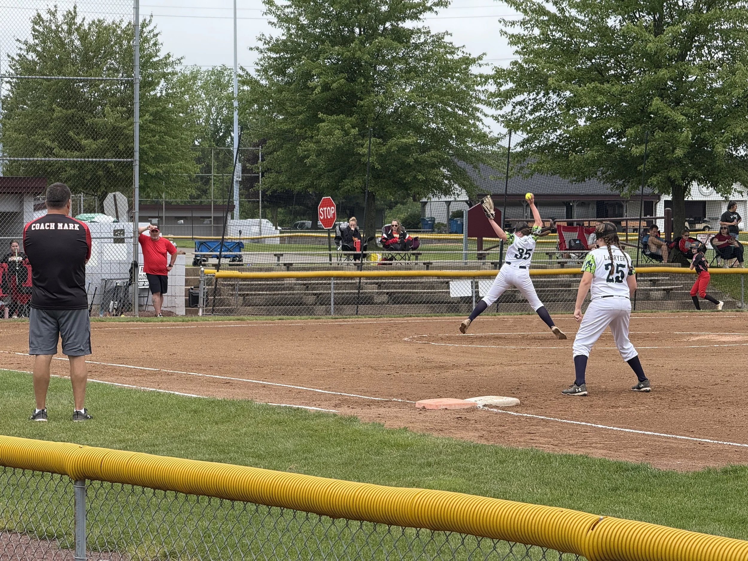 Softball Pitcher pitching the ball to her opponent.