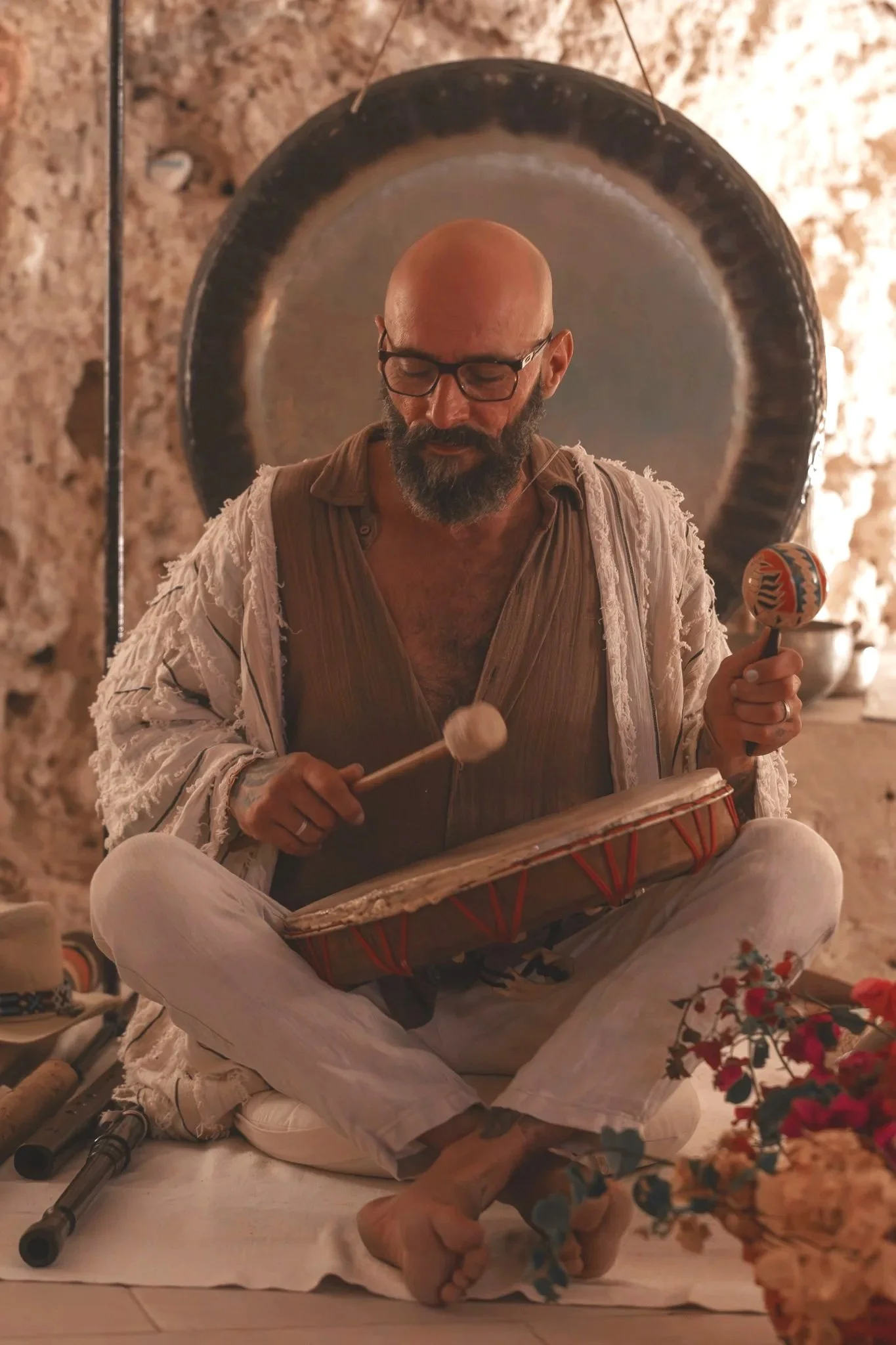 Sound and music practice during a spiritual retreat at Samudra Retreats Gozo, Malta.
