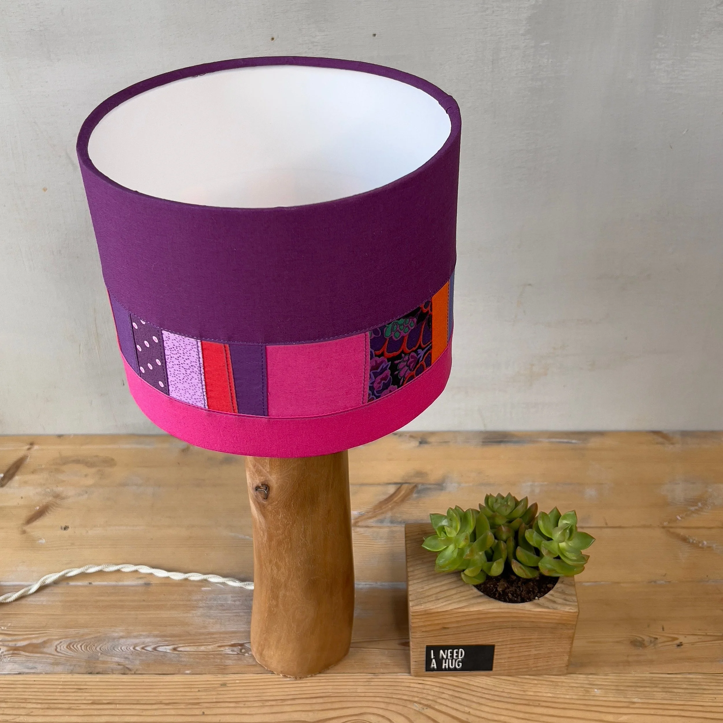 Patchwork wood lamp detail 2