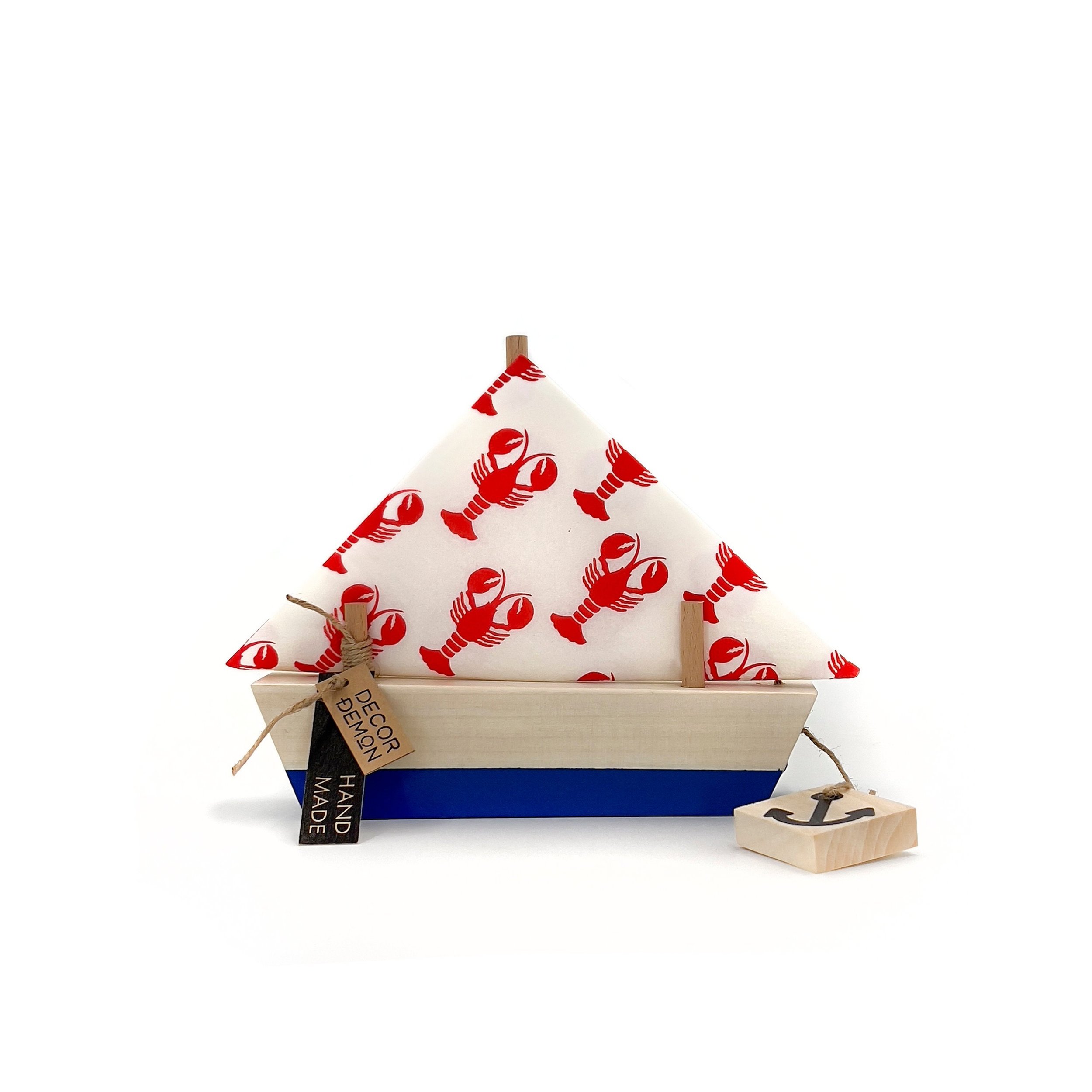Wooden boat handmade napkin holder by Decordemon Studio