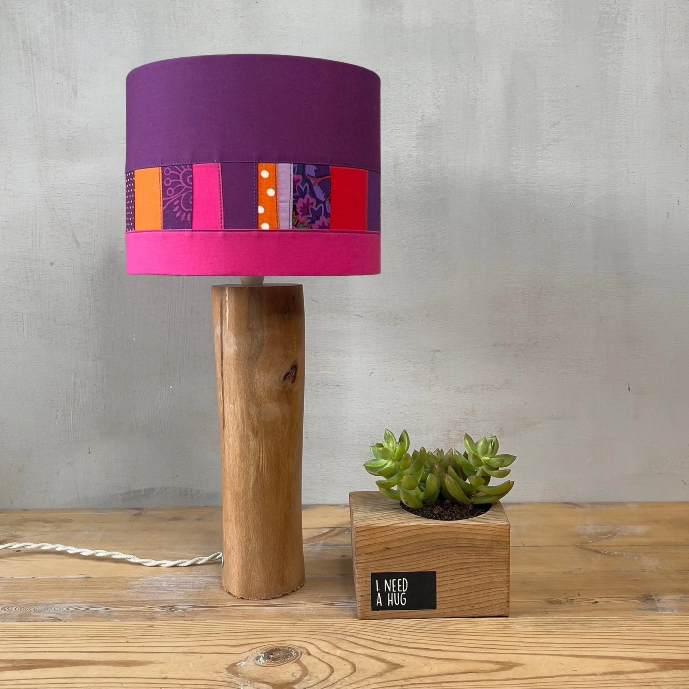 Patchwork wood lamp off