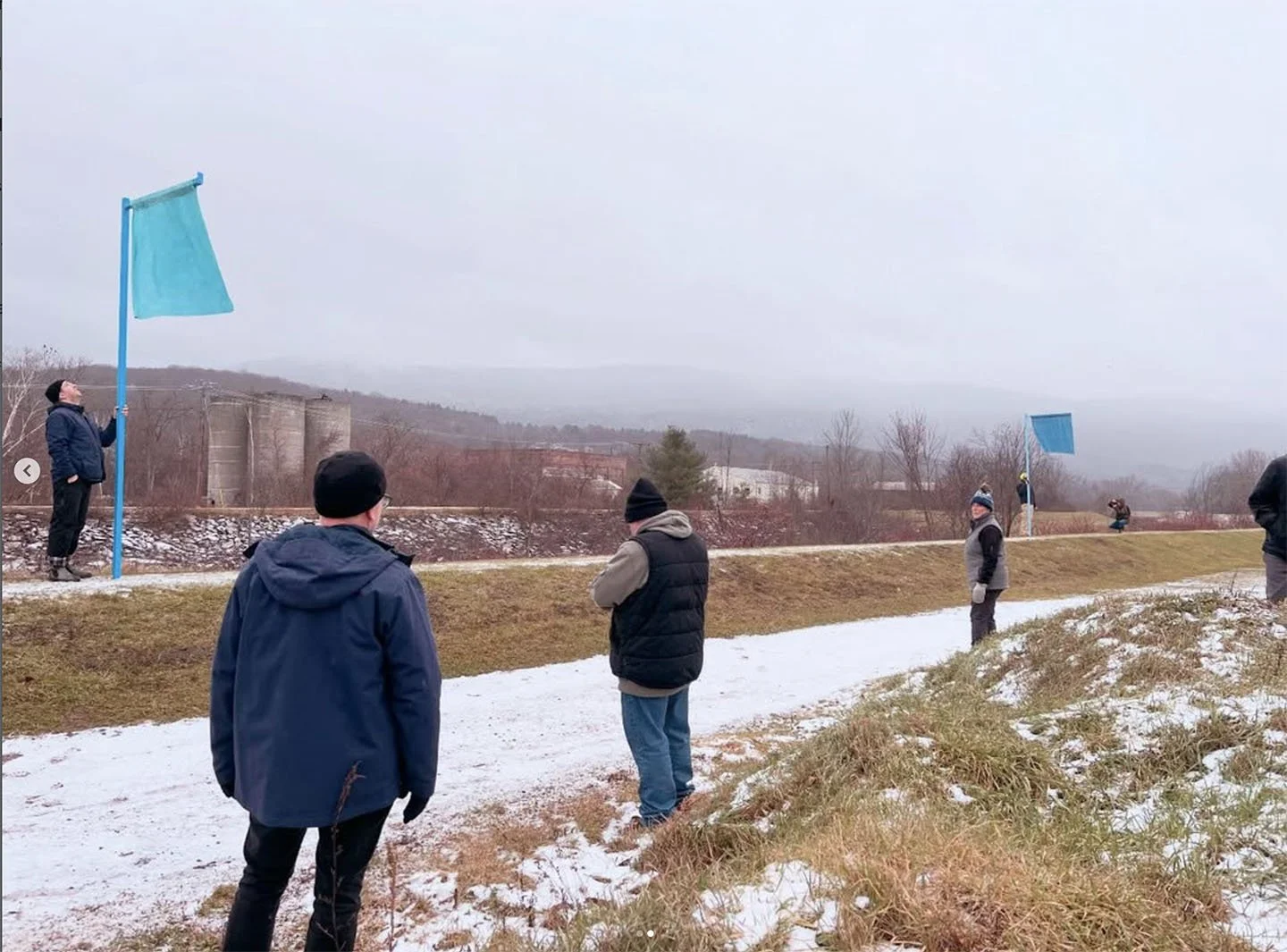 blue flags on berms.jpg