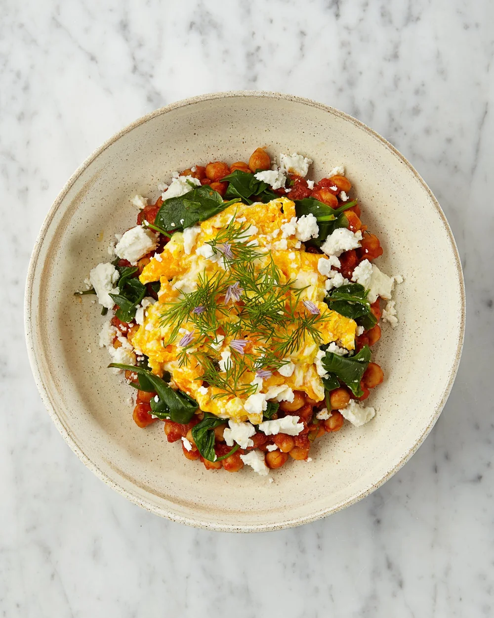 Spiced Chickpeas, Spinach, Scrambled Eggs & Feta — Catering & Nutrition