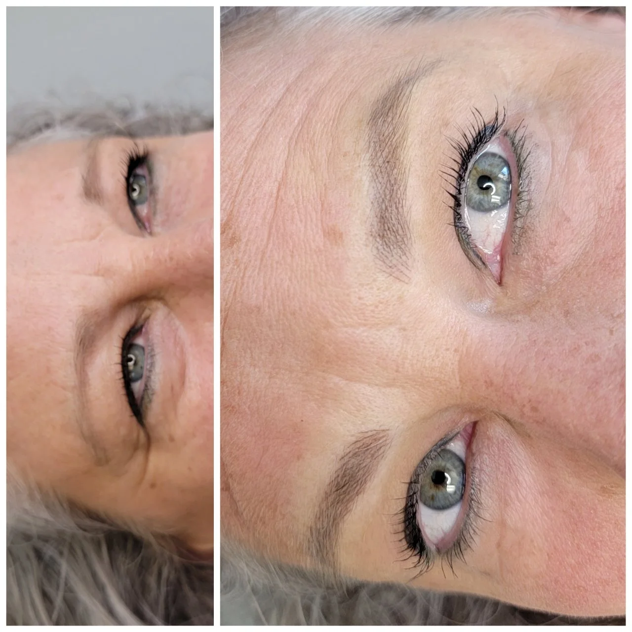 Grey hairstrokes natural eyebrows tattooing