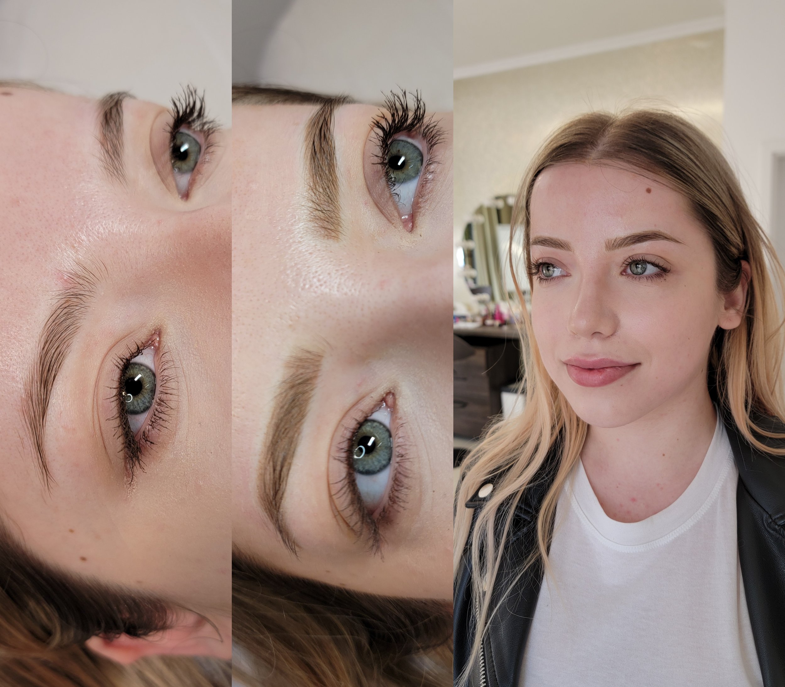 golden blonde microblading powder brow