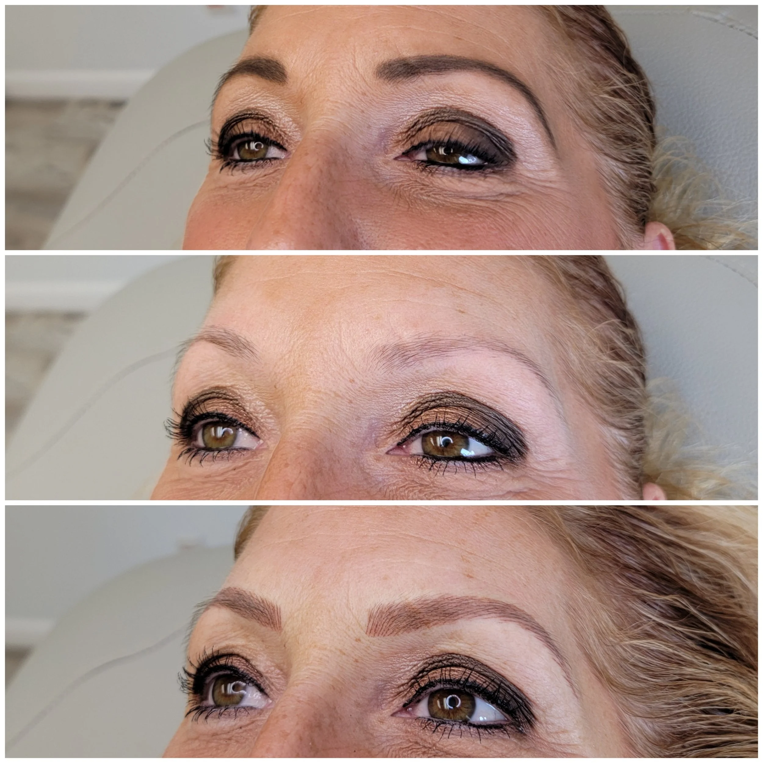 before after and client's drawing permanent makeup
