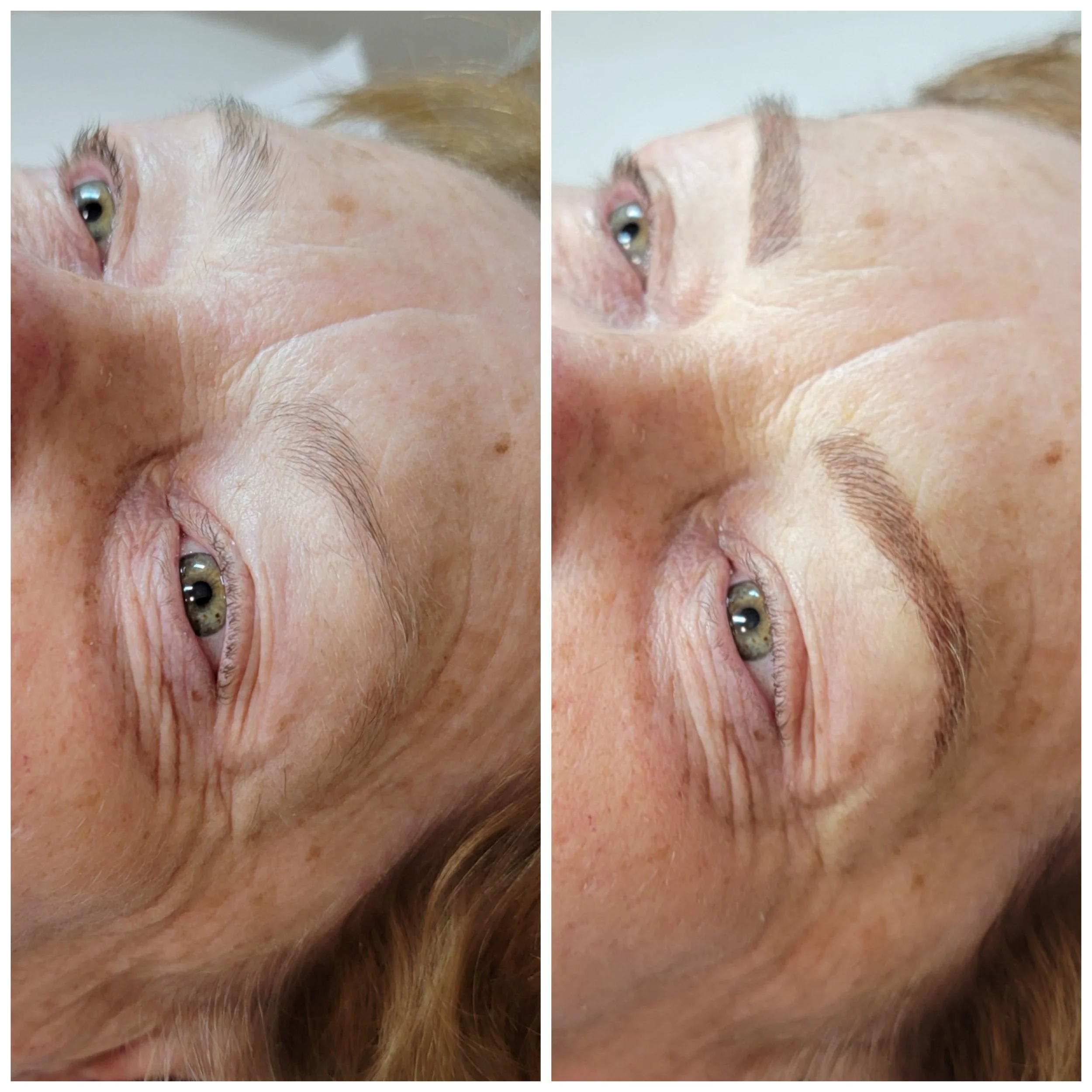 mature client microblading hairstrokes