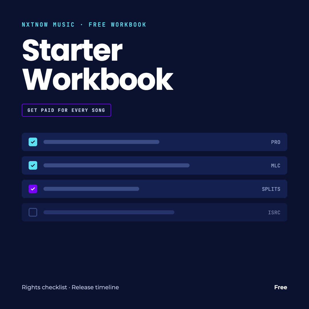 Free Music Business Workbook for Artists and Music Producers