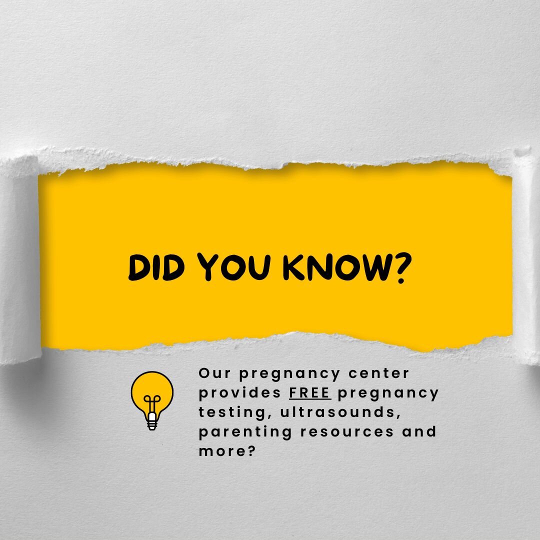 Did you know our pregnancy center provides FREE pregnancy testing, ultrasounds, and parenting resources?

We're open today from 5-8pm if you'd like to learn more or speak to someone about our services.

Call 910-565-2031 for details.