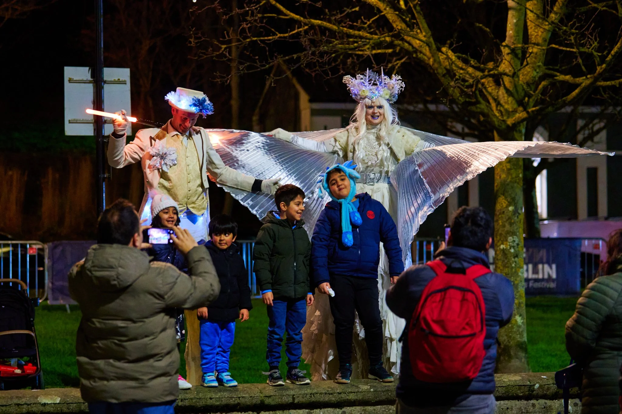 Professional event photography from the New Year’s Eve celebration in Fingal, Dublin. Capturing live performances, fire shows, street entertainment and fireworks for public events and festivals.