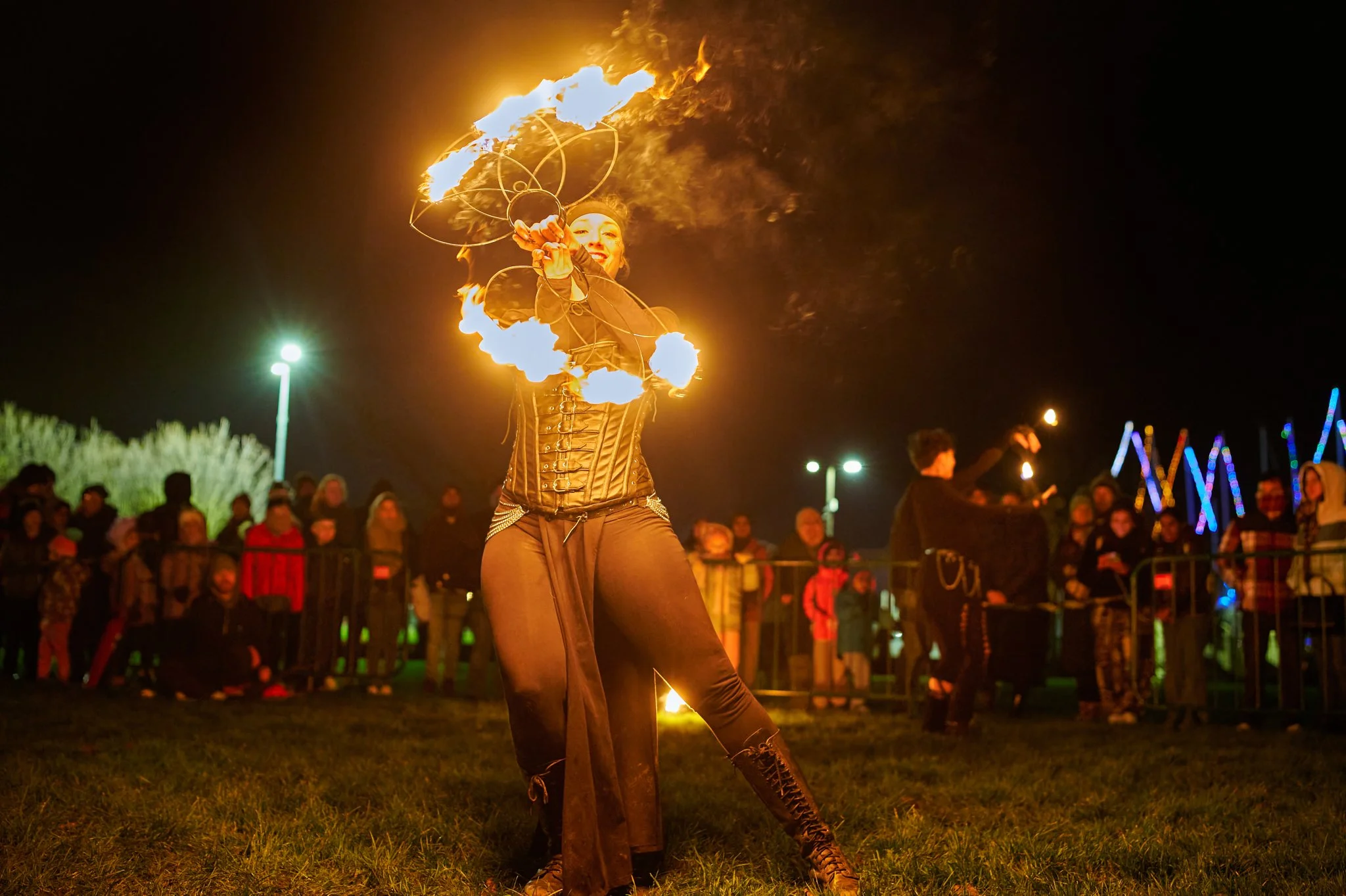 Professional event photography from the New Year’s Eve celebration in Fingal, Dublin. Capturing live performances, fire shows, street entertainment and fireworks for public events and festivals.