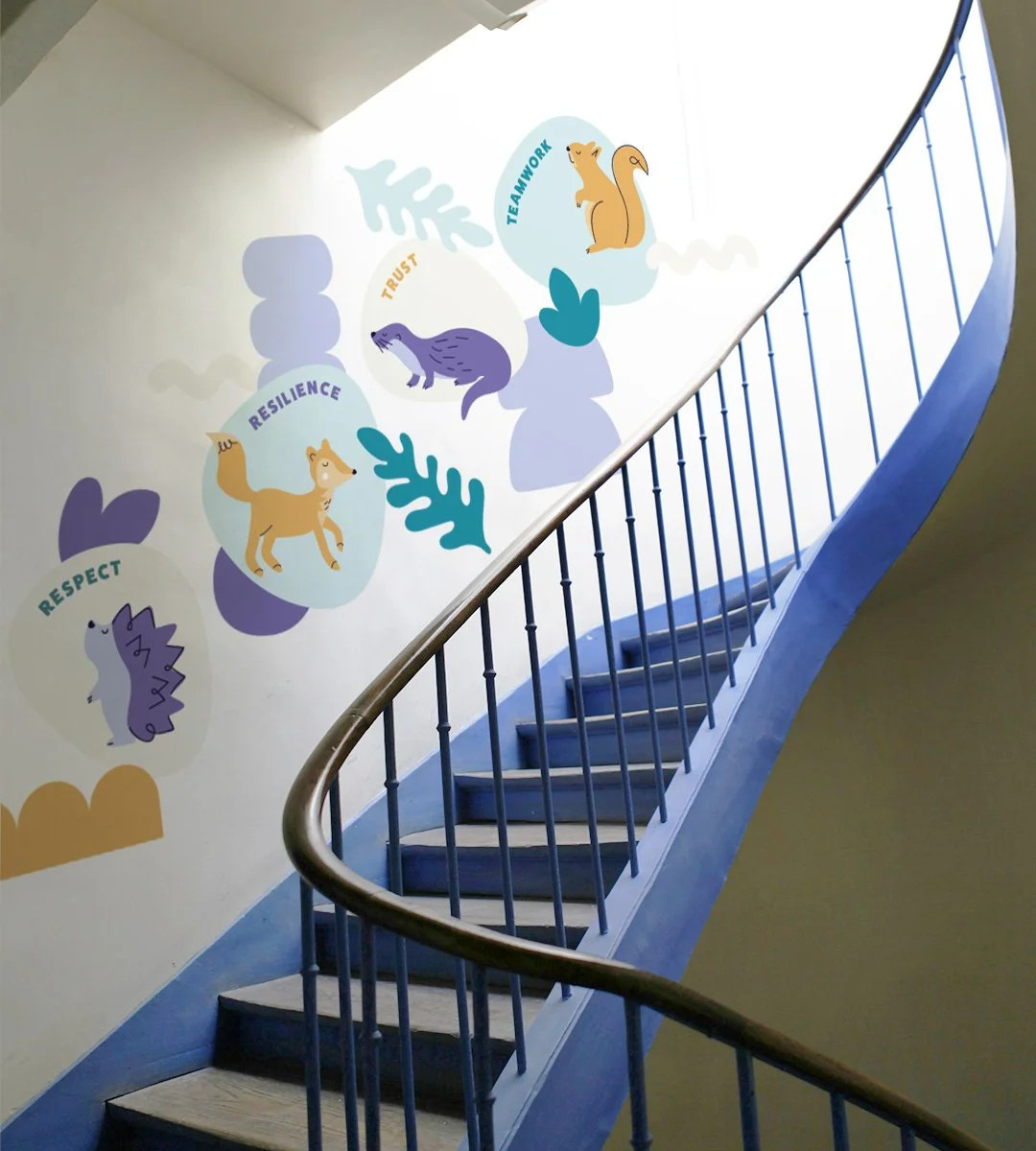 School stairs mural