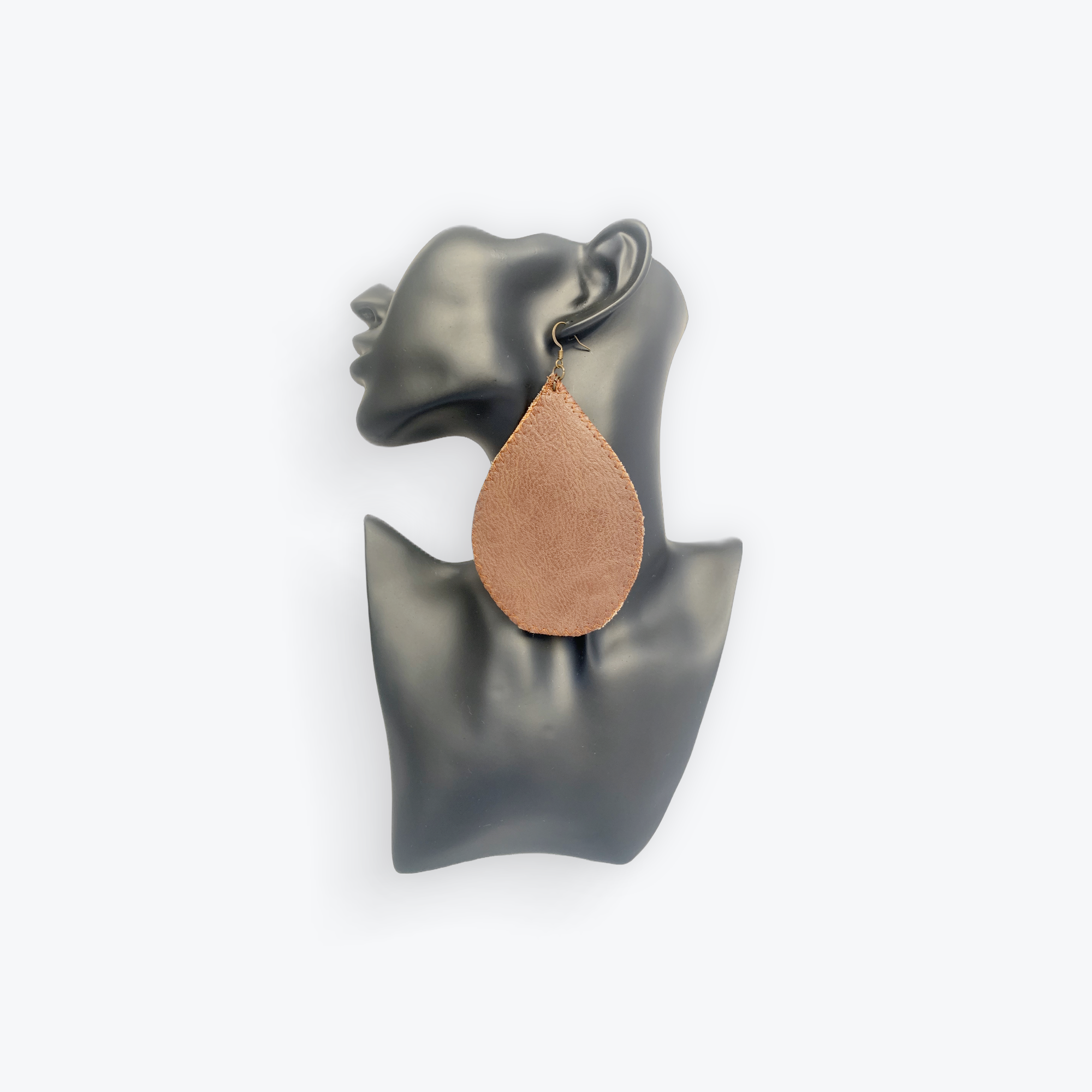 Brown Faux Leather Teardrop Earrings