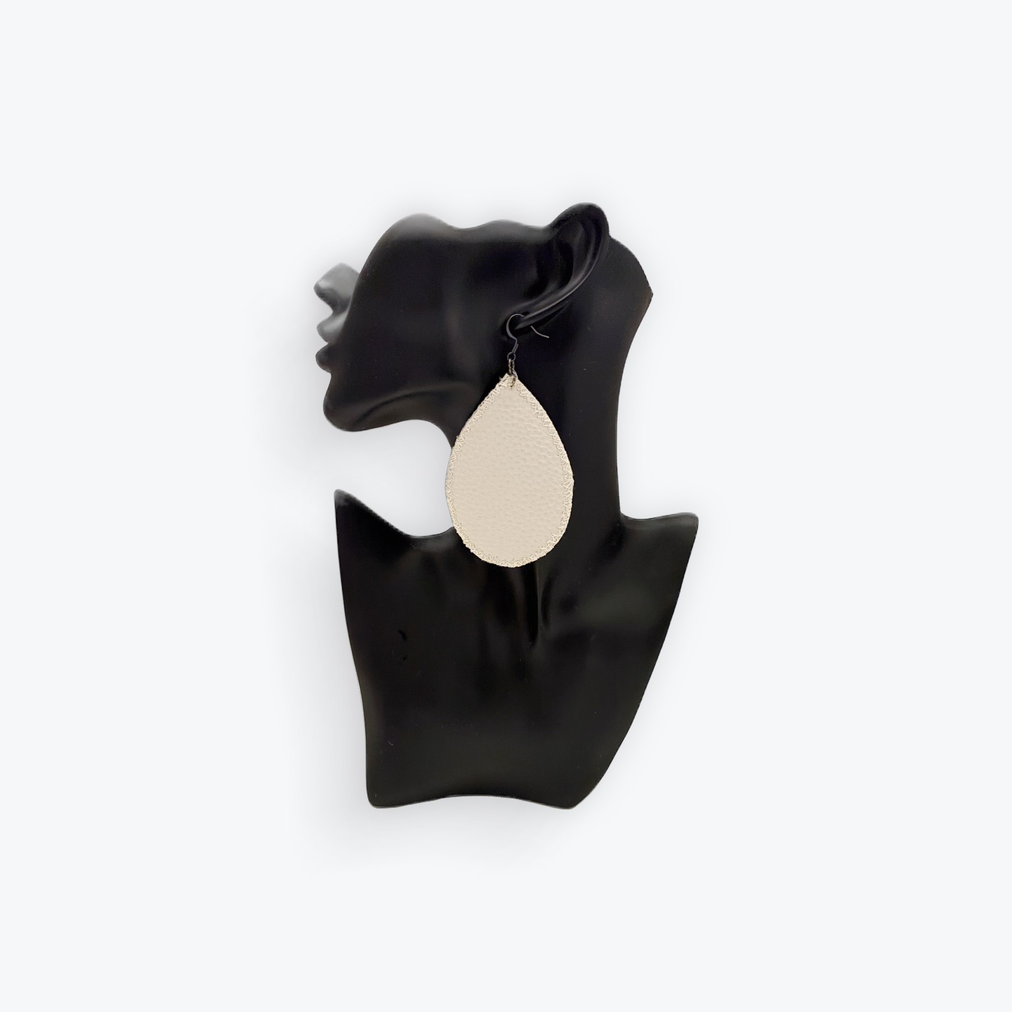 White Faux Leather Teardrop Earrings