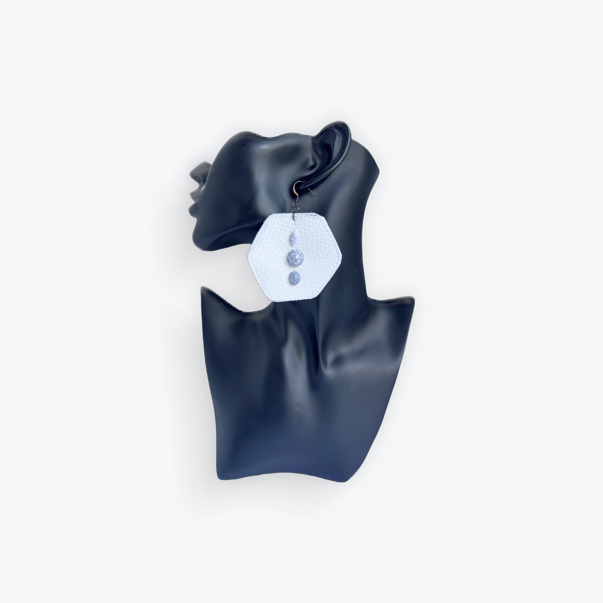 Hexagon Elegance Faux- Leather Earrings