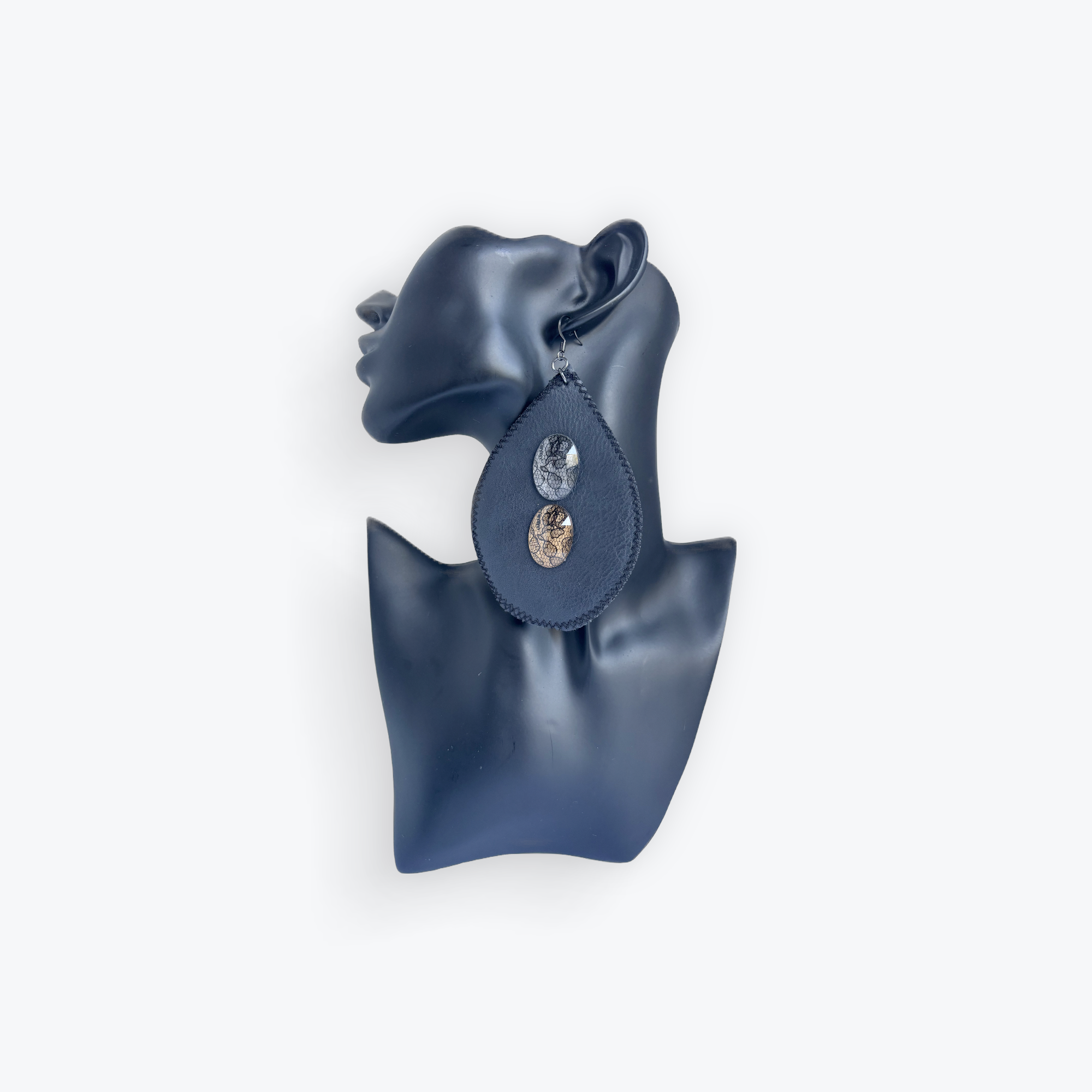 Black Lace Inspired Teardrop Statement Earrings