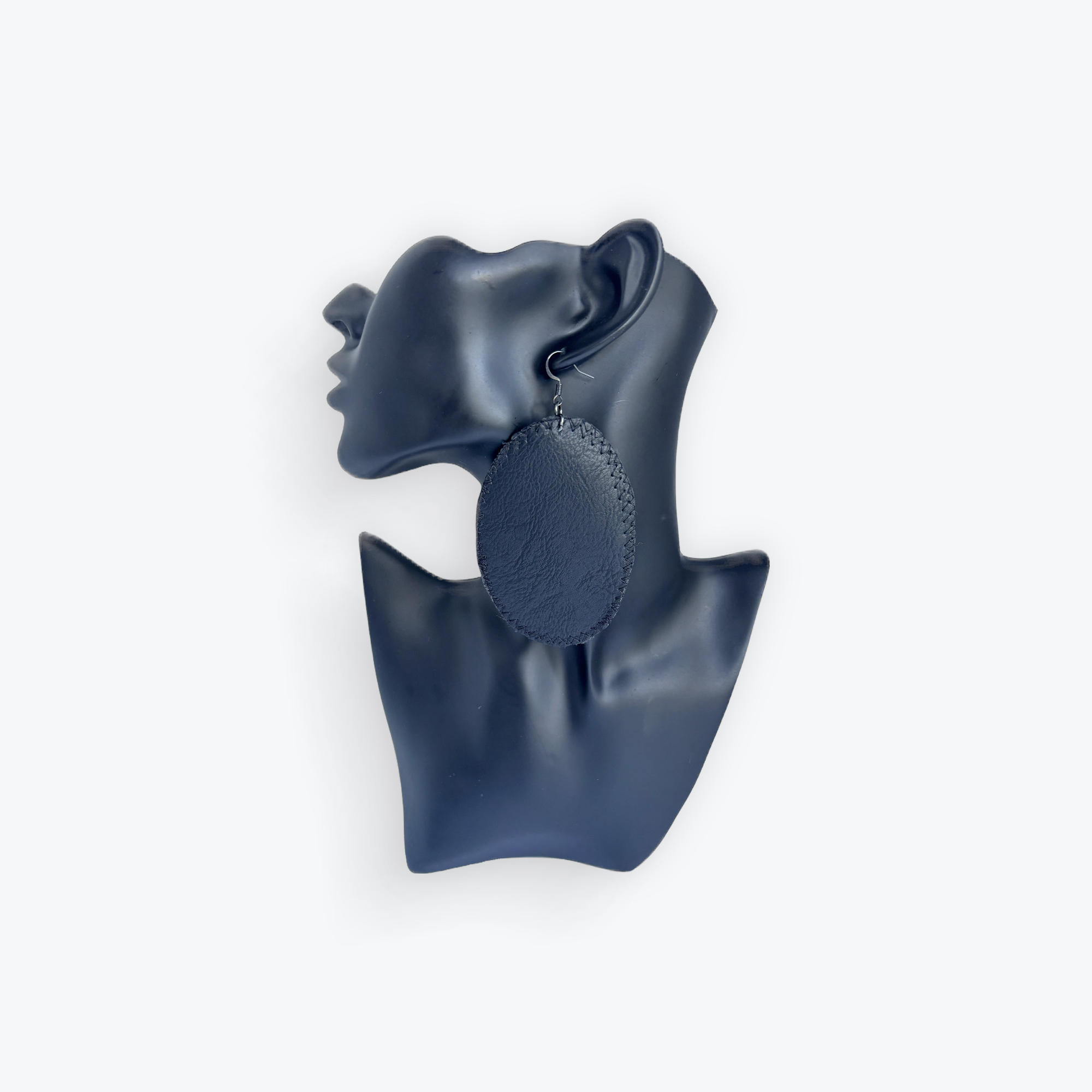 Elegant Dark Faux-Leather Earrings
