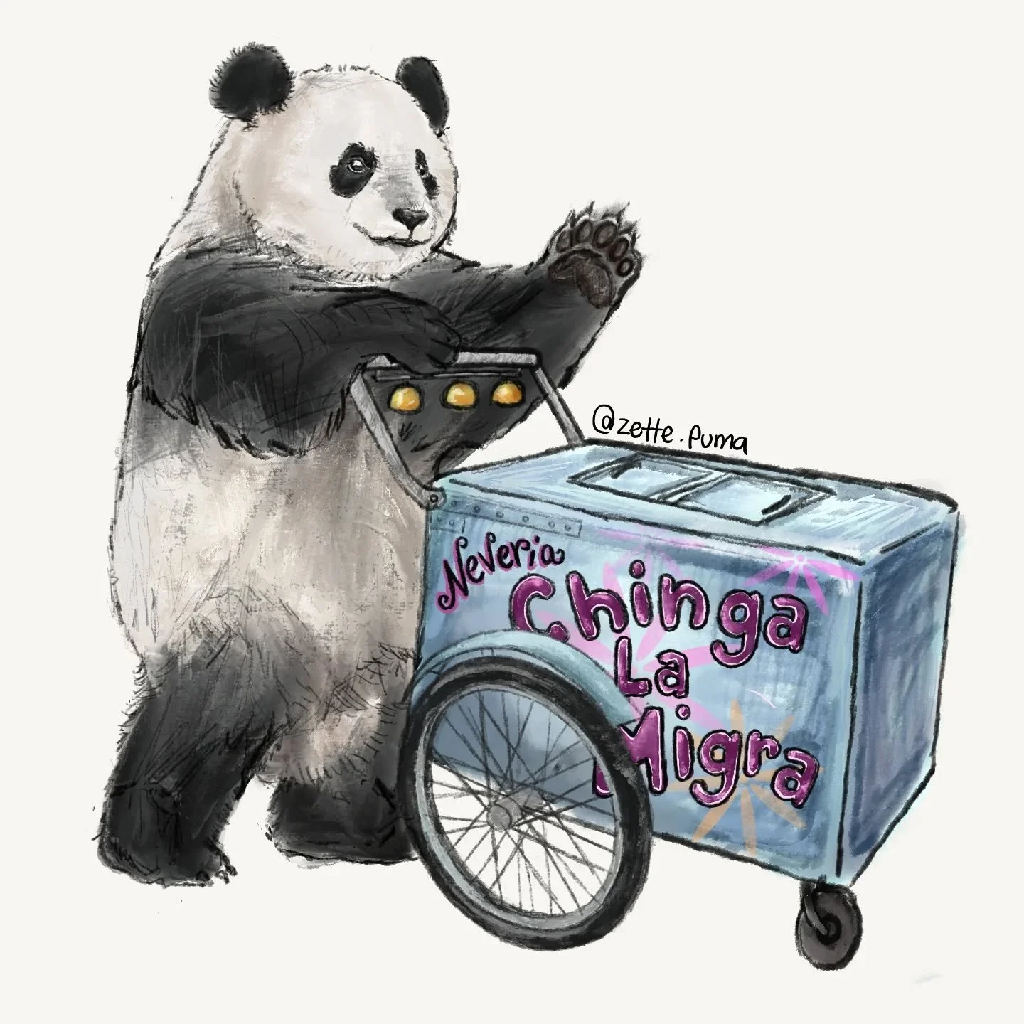 Colored in version of the paletero panda
