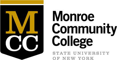 Logo of the State University of New York with large yellow 'M' and white 'CC' underneath, on a black background.
