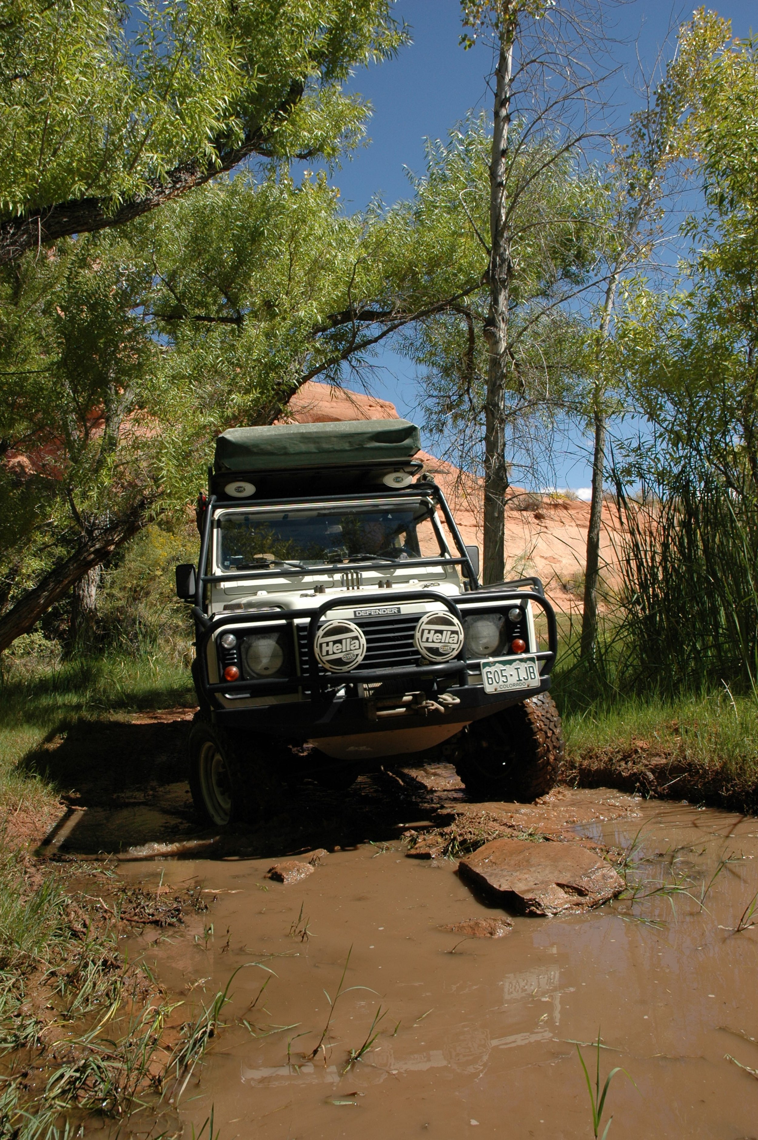 Graham maneuvering through a wash