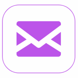 Icône de messagerie électronique en violet sur fond noir