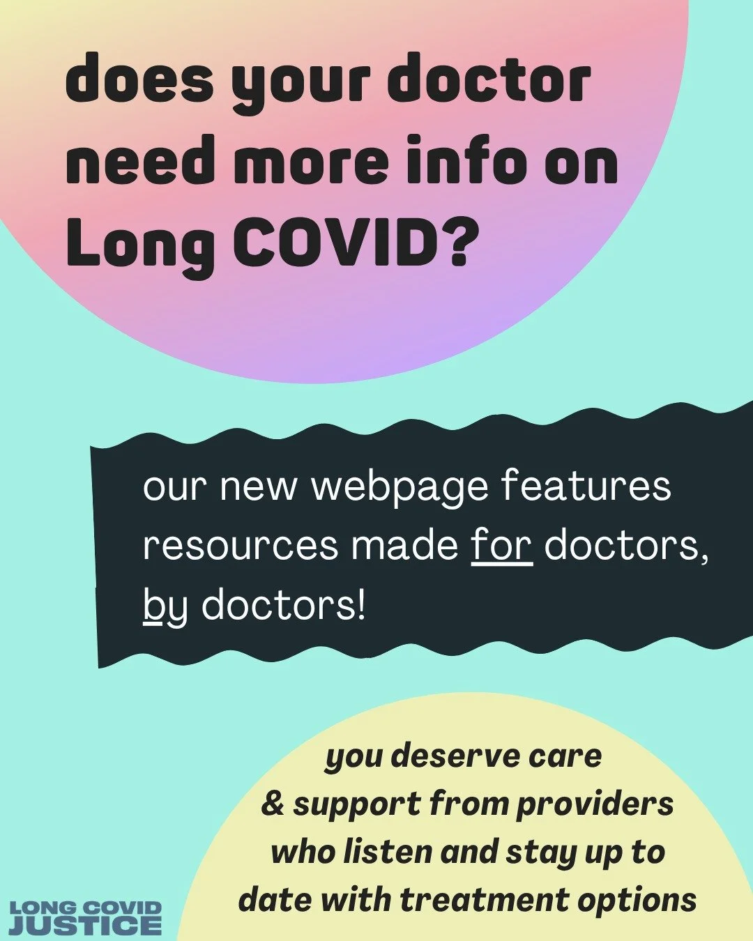 Does your doctor need more info on Long COVID? Our new webpage features resources made FOR doctors, BY doctors!
Highlights are in the slides, plus check out the full webpage at longcovidjustice.org/providers-researchers for resources on topics like:
