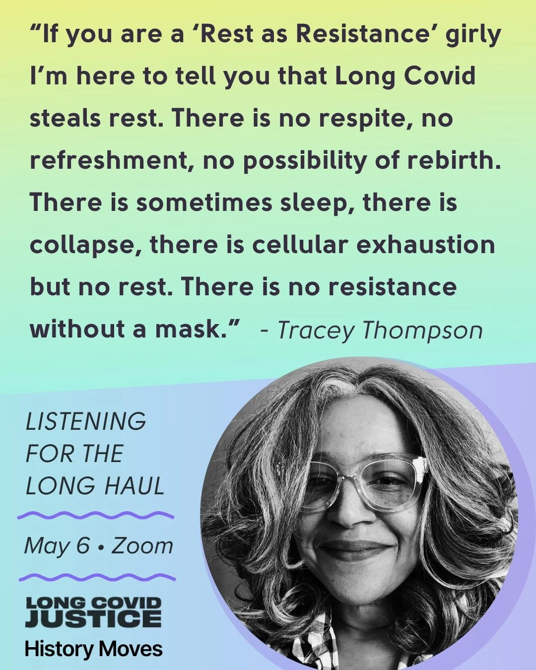 &ldquo;If you are a &lsquo;Rest as Resistance&rsquo; girly I&rsquo;m here to tell you that Long Covid steals rest. There is no respite, no refreshment, no possibility of rebirth. There is sometimes sleep, there is collapse, there is cellular exhausti
