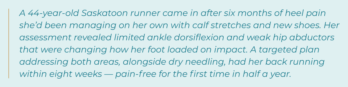 44-year-old Saskatoon runner came in after six months of heel pain