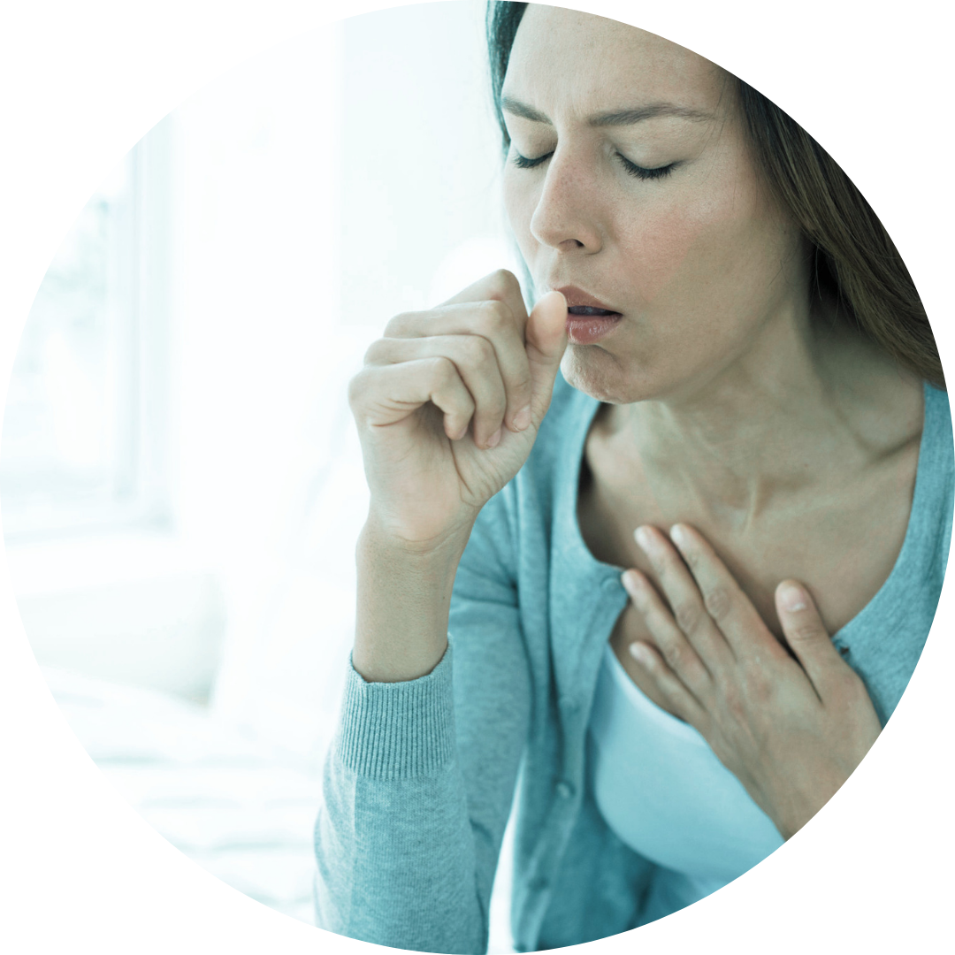Woman coughing flu
