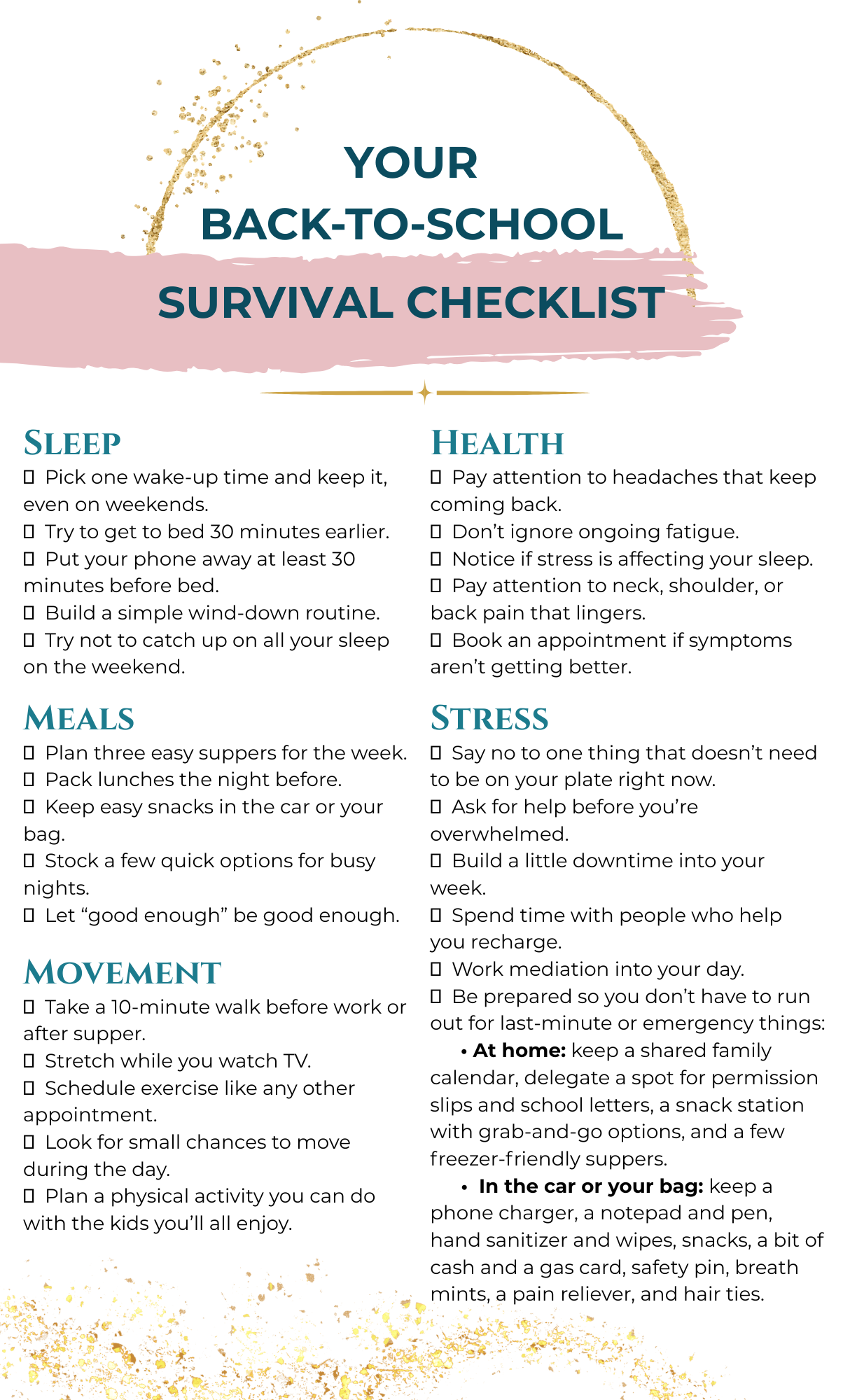 Back to school survival checklist