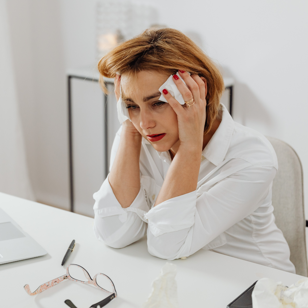 Woman struggling with signs of stress