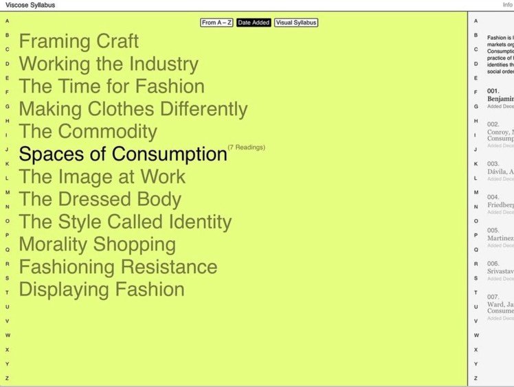 *accessibility at its finest* 💻

The beta version of Viscose Syllabus is a digital teaching tool advancing critical fashion research and scholarship. 📚

Developed in partnership with the University of California Fashion Working Group, the digital p