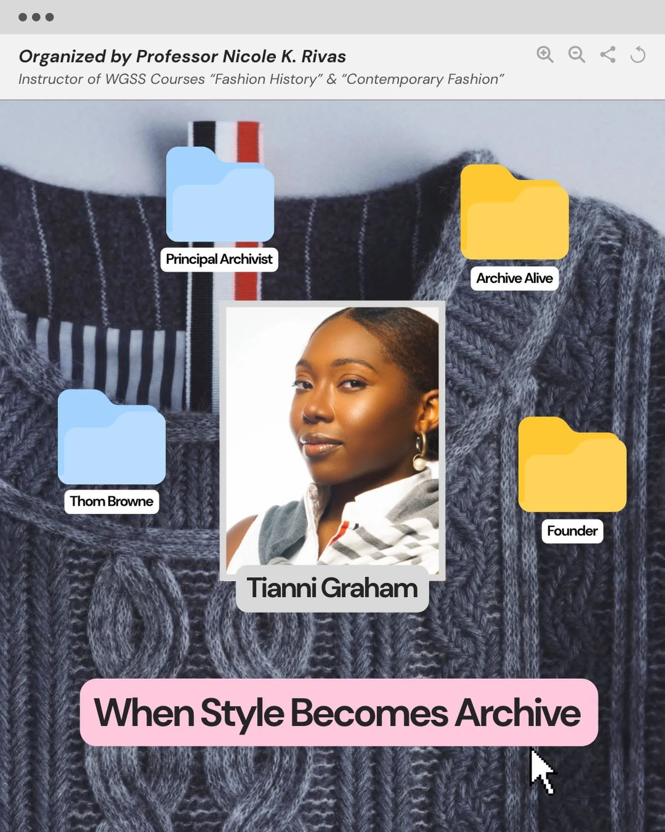 I&rsquo;m excited to welcome Tianni Graham, Principal Archivist at Thom Browne, for a special guest lecture in collaboration with the SJU Art &amp; Design Department and WGSS Interdisciplinary Minor.

Graham will share insights from her research on h