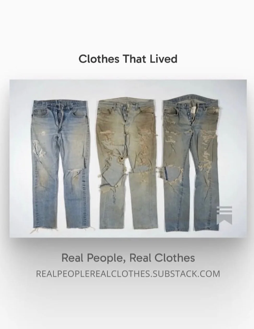 In February, I launched my Substack, &ldquo;Real People, Real Clothes,&rdquo; as a space to explore the stories clothes carry. The first piece reflects on the methodology and evolving questions that continue to shape this work. *link in bio to subscr