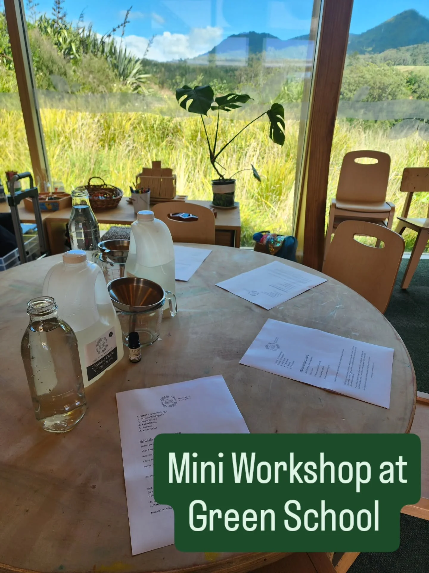 Mini workshop magic @greenschoolnz 

The tamariki learned how to make their own Natural Window Cleaner &mdash; simple ingredients, no unnecessary chemicals, and skills they can use at home. We also talked about reusing spray bottles instead of buying