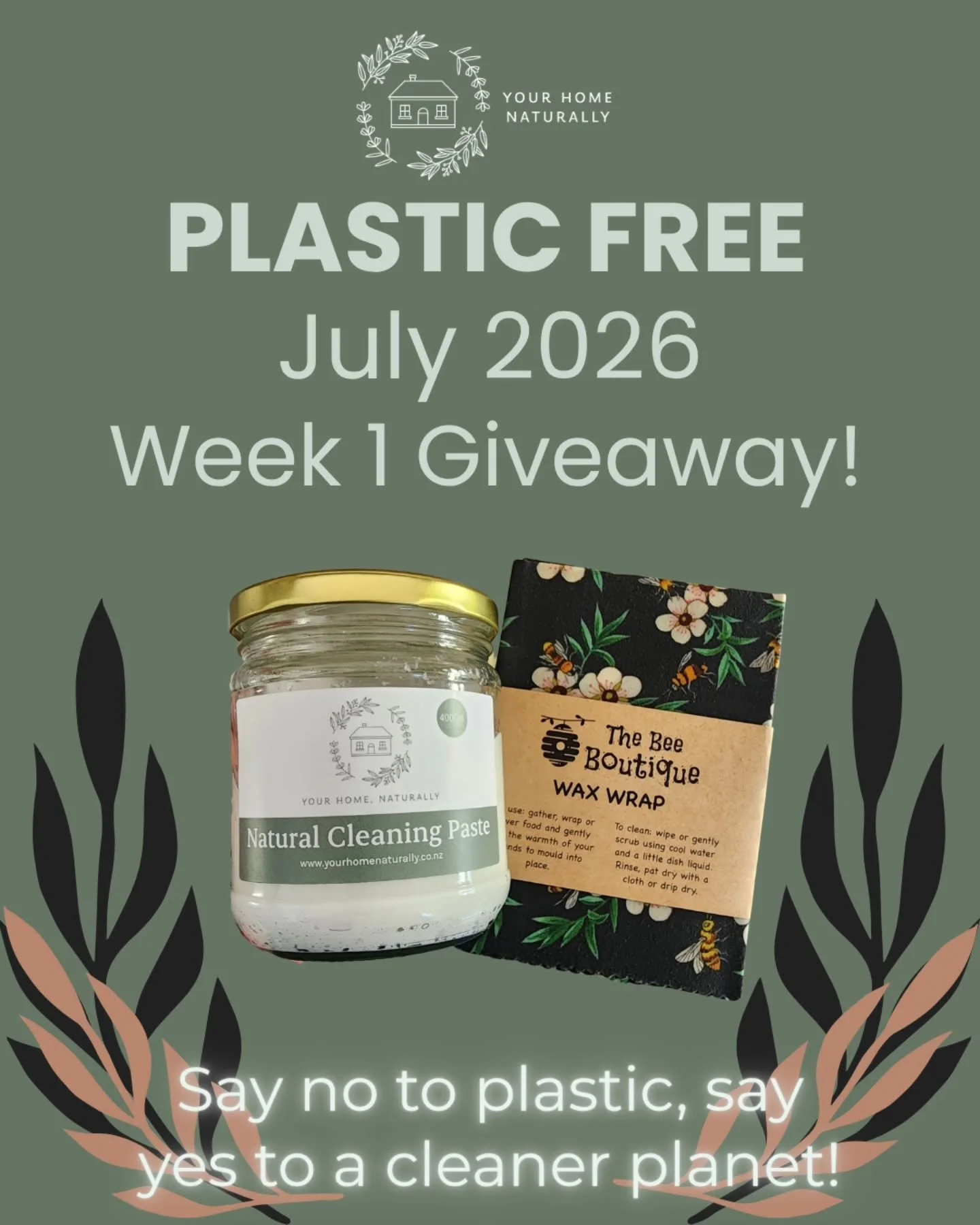 Kia ora whānau! 🌿 Plastic Free July Week 1 Giveaway is here!

We're giving one lucky winner our Natural Cleaning Paste and a medium Beeswax Wrap from @thebeeboutique2020
Small things you need to start swapping out the plastic in your kitchen and cle