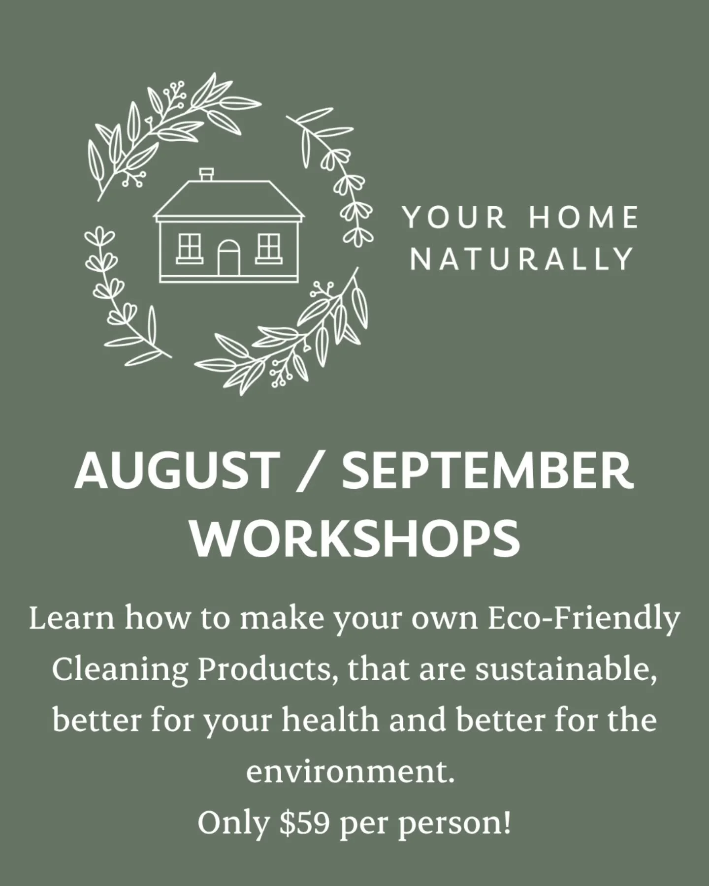 🌿 Workshops are back! August &amp; September 🌿

Ready to ditch the toxic chemicals under your sink? Join us in our Production Studio in Inglewood for two hands-on workshops designed to help you take control of what's in your home:

✨️ Eco-Friendly 
