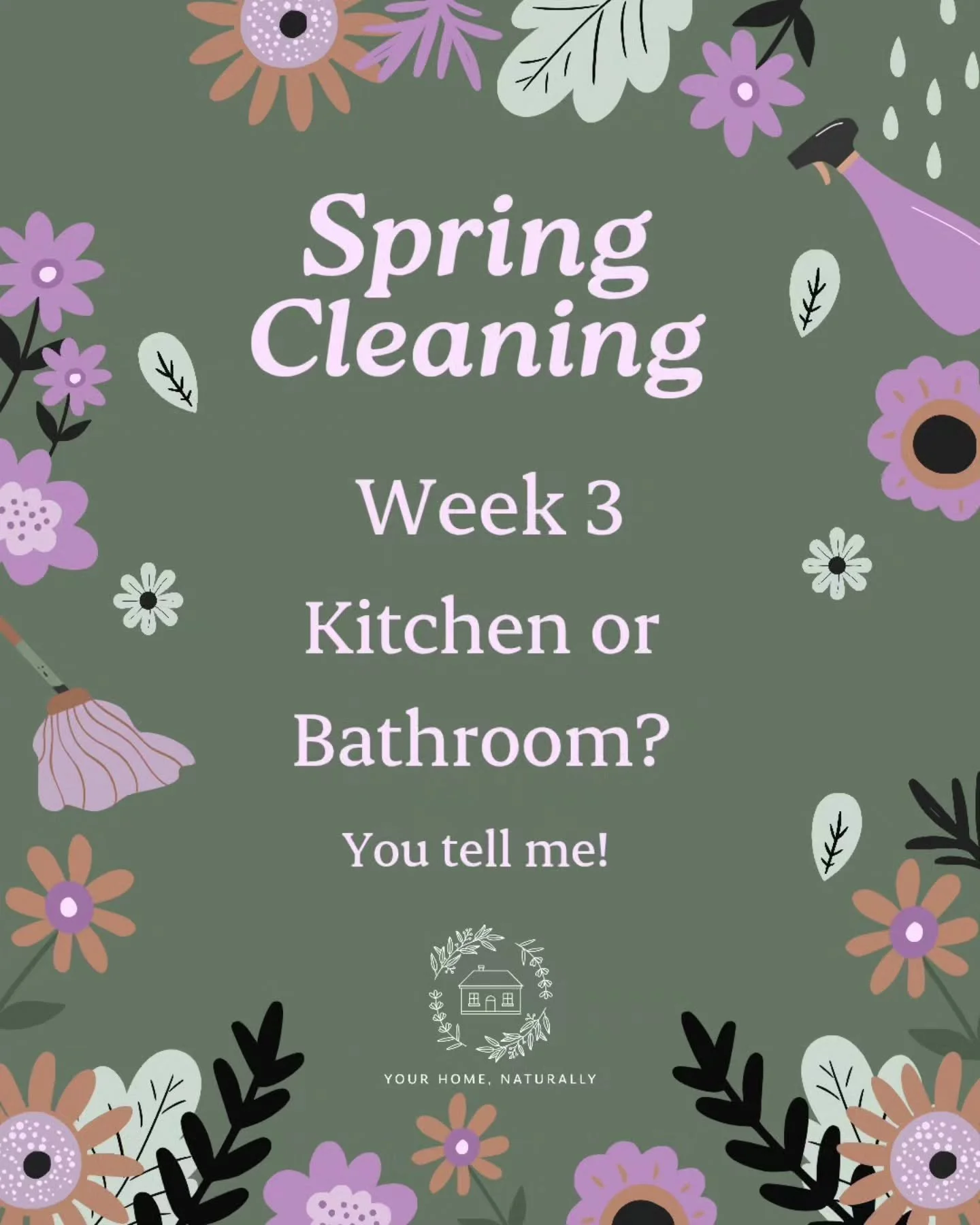 🌼 Spring Cleaning Week 3!

YOU choose this week's mission: watch me clean the bathroom top to bottom, or the kitchen top to bottom? 🌿

It's already Wednesday so I need your votes quick; comment or vote in my story and I'll film whichever gets the m