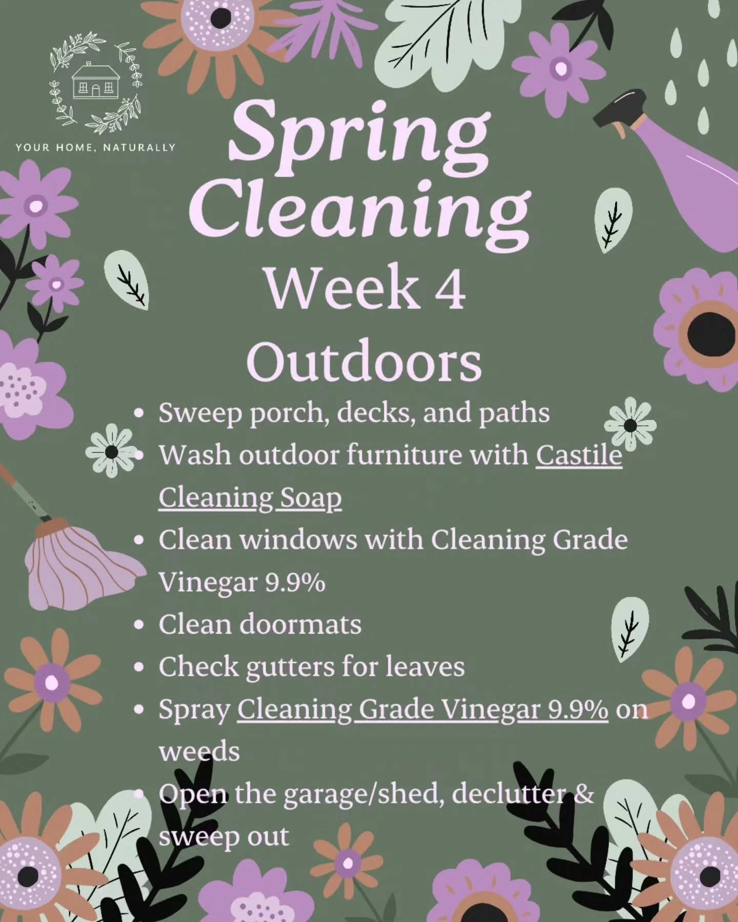 🌼 Spring Cleaning Week 4: Outdoors 🌸🧹

We're onto the final week and it's time to take the tidy-up outside! Summer is just around the corner, and a bit of outdoor love now means more time actually enjoying it later.

This week we're tackling:
🌿 C